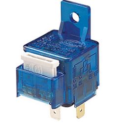 HELLA RELAY - Normally Open Relay with Inbuilt Fuse - 4 Pin, 12V DC.  Voltage - 12V DC.  Current Draw - 140mA.  Amperage - 25A with 25A fuse.